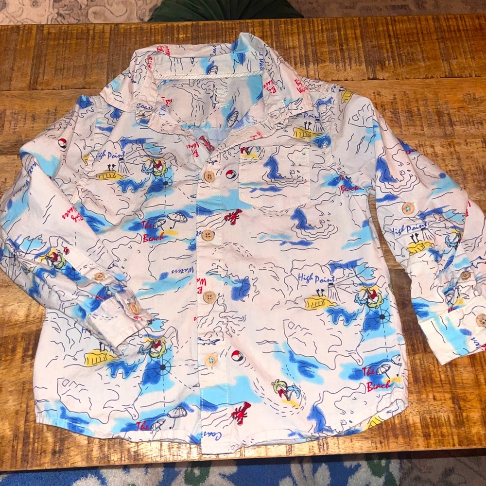 NWOT beachy boys long sleeve button down shirt
